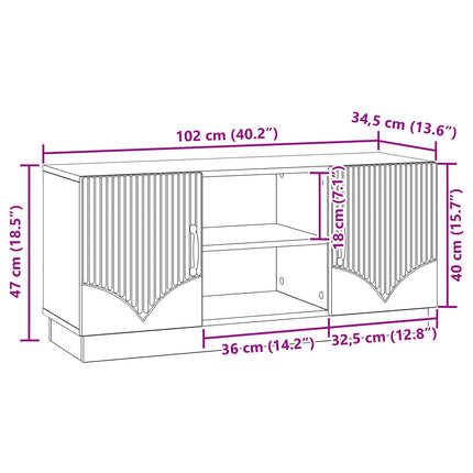 TV-skab Betongrå 102 x 34,5 x 47 cm Konstrueret træ