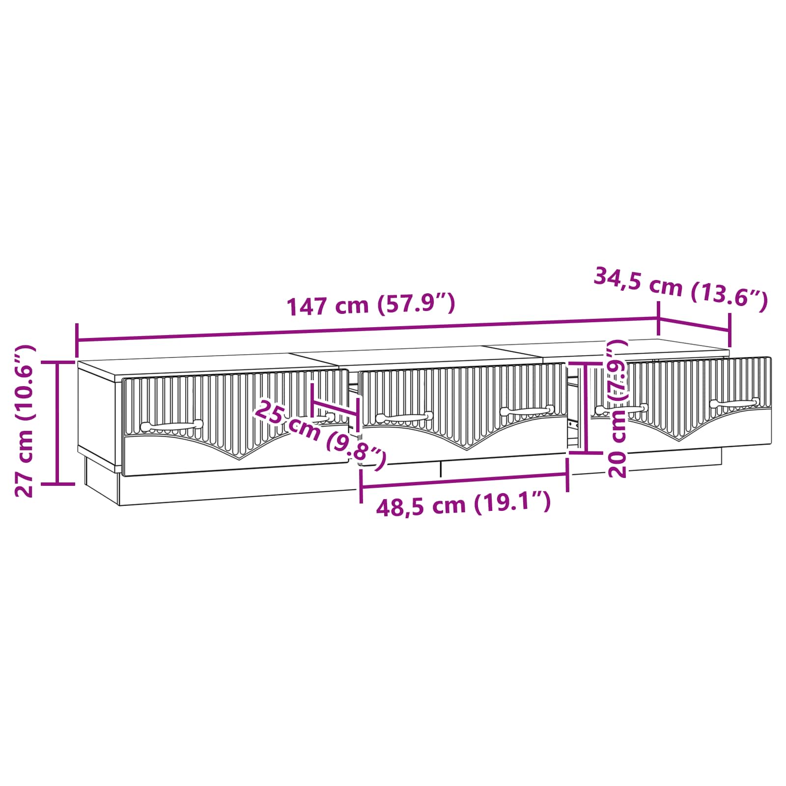 TV-skab Gammelt træ 147 x 34,5 x 27 cm Konstrueret træ