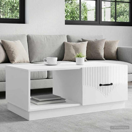 Sofabord Hvid højglans 90 x 50 x 37 cm Konstrueret træ