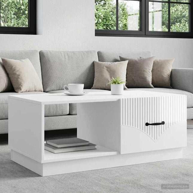 Sofabord Hvid højglans 90 x 50 x 37 cm Konstrueret træ
