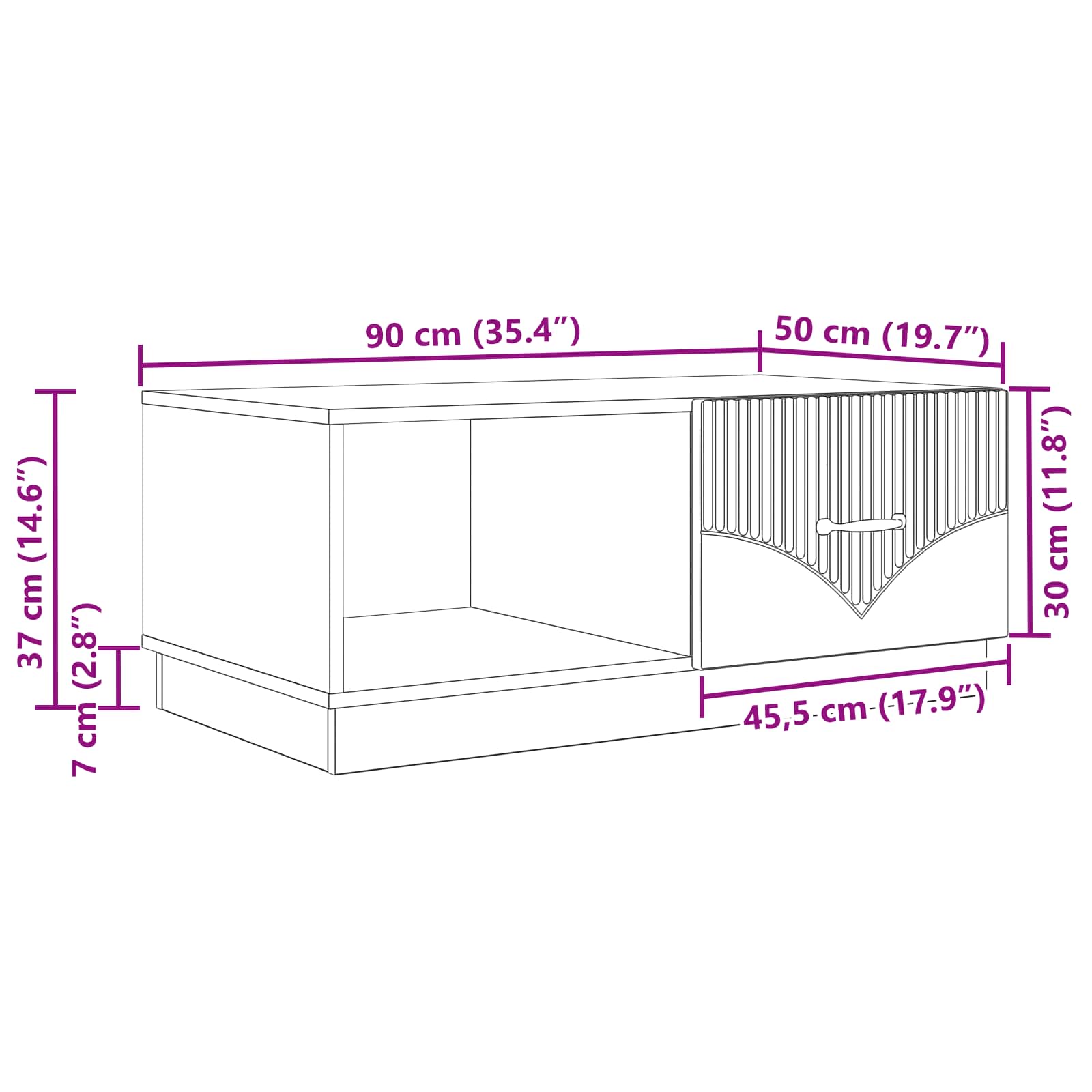 Sofabord Røget eg 90 x 50 x 37 cm Konstrueret træ