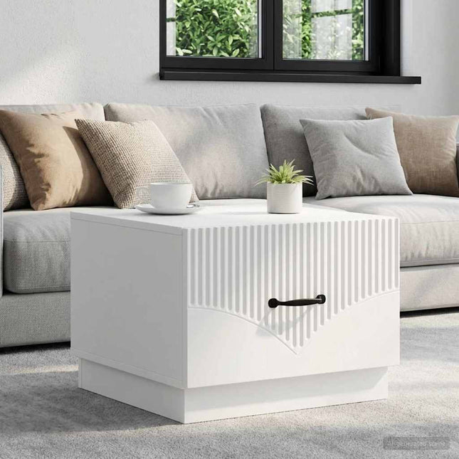 Sofabord med skuffe Hvid 49 x 50 x 37 cm Konstrueret træ