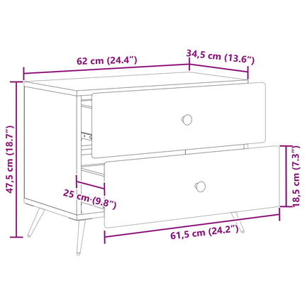 Natskab Hvid højglans 62 x 34,5 x 47,5 cm Konstrueret træ