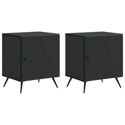 Natskab 2 pcs Sort 43 x 34,5 x 50 cm Konstrueret træ