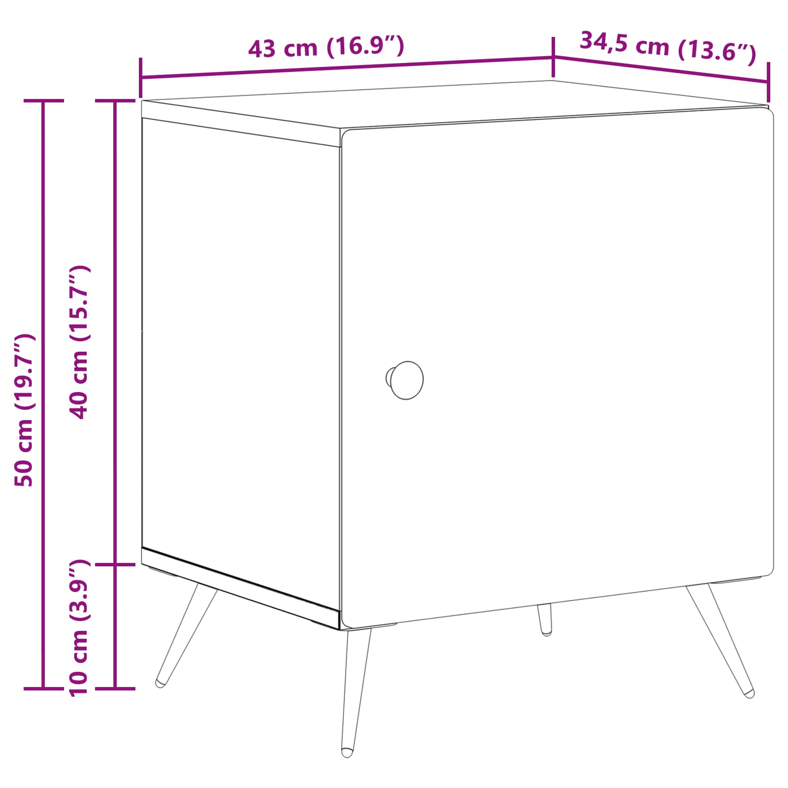 Natskab Hvid højglans 43 x 34,5 x 50 cm Konstrueret træ