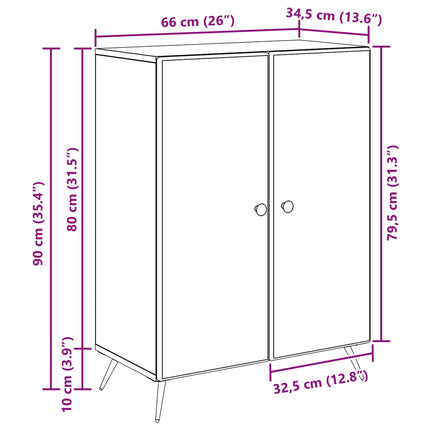 Sideboard Sort 66 x 34,5 x 90 cm Konstrueret træ