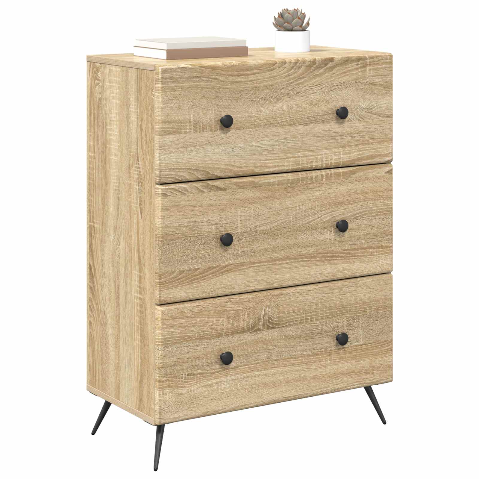 Skuffeskab Sonoma-eg 66 x 34,5 x 90 cm Konstrueret træ