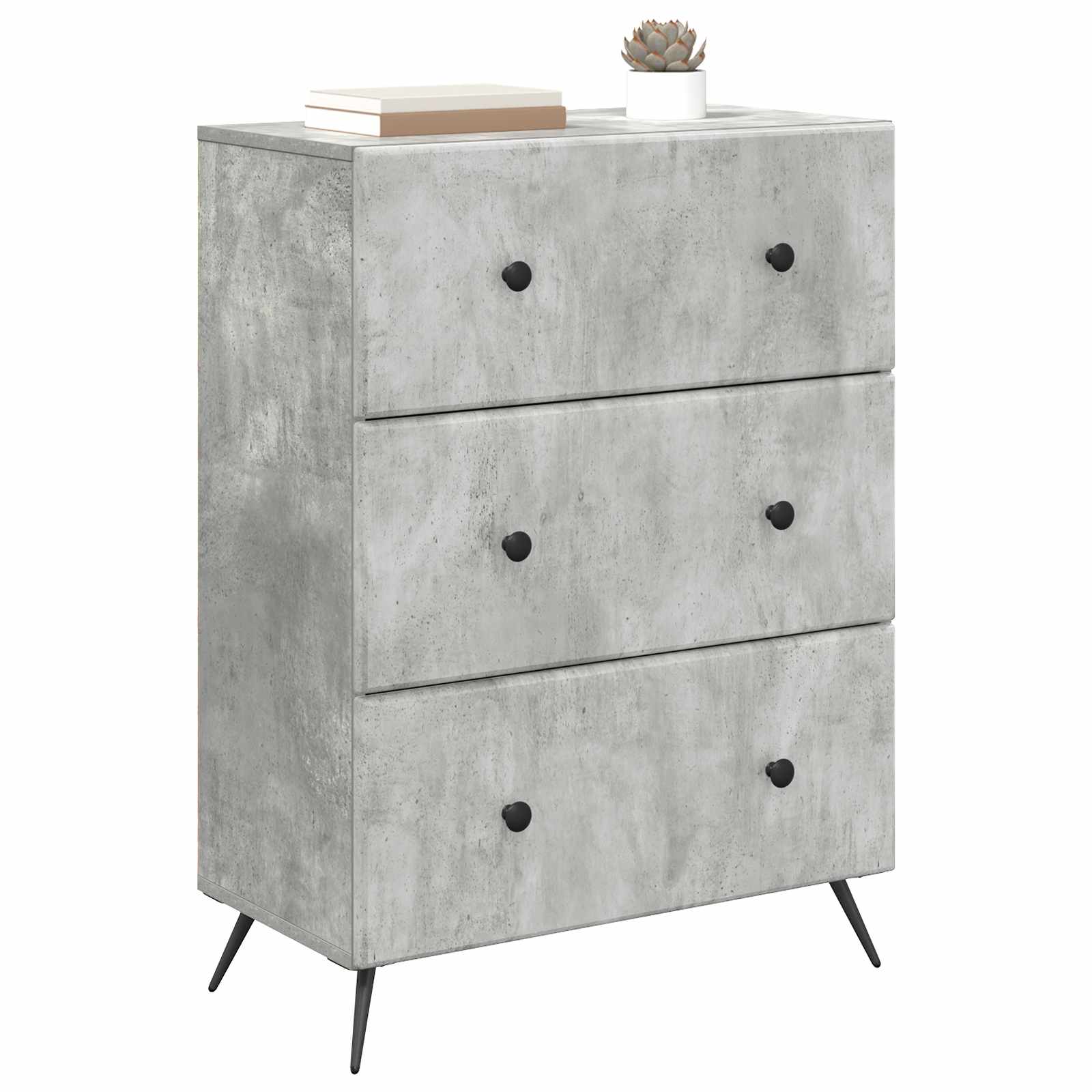 Skuffeskab Betongrå 66 x 34,5 x 90 cm Konstrueret træ
