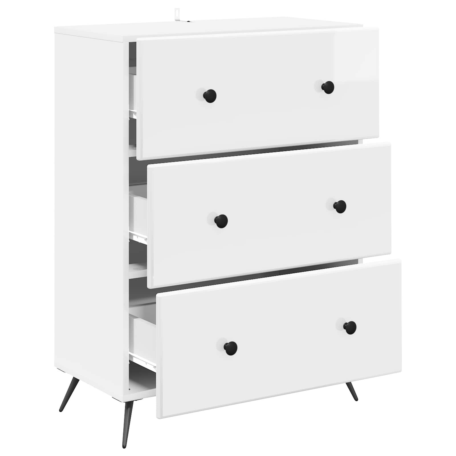 Skuffeskab Hvid højglans 66 x 34,5 x 90 cm Konstrueret træ