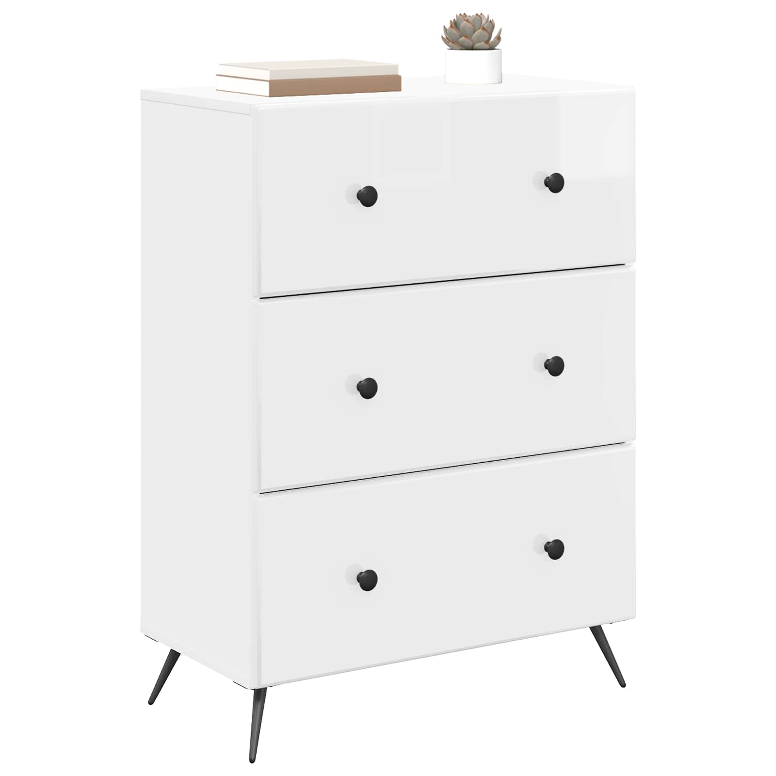Skuffeskab Hvid højglans 66 x 34,5 x 90 cm Konstrueret træ
