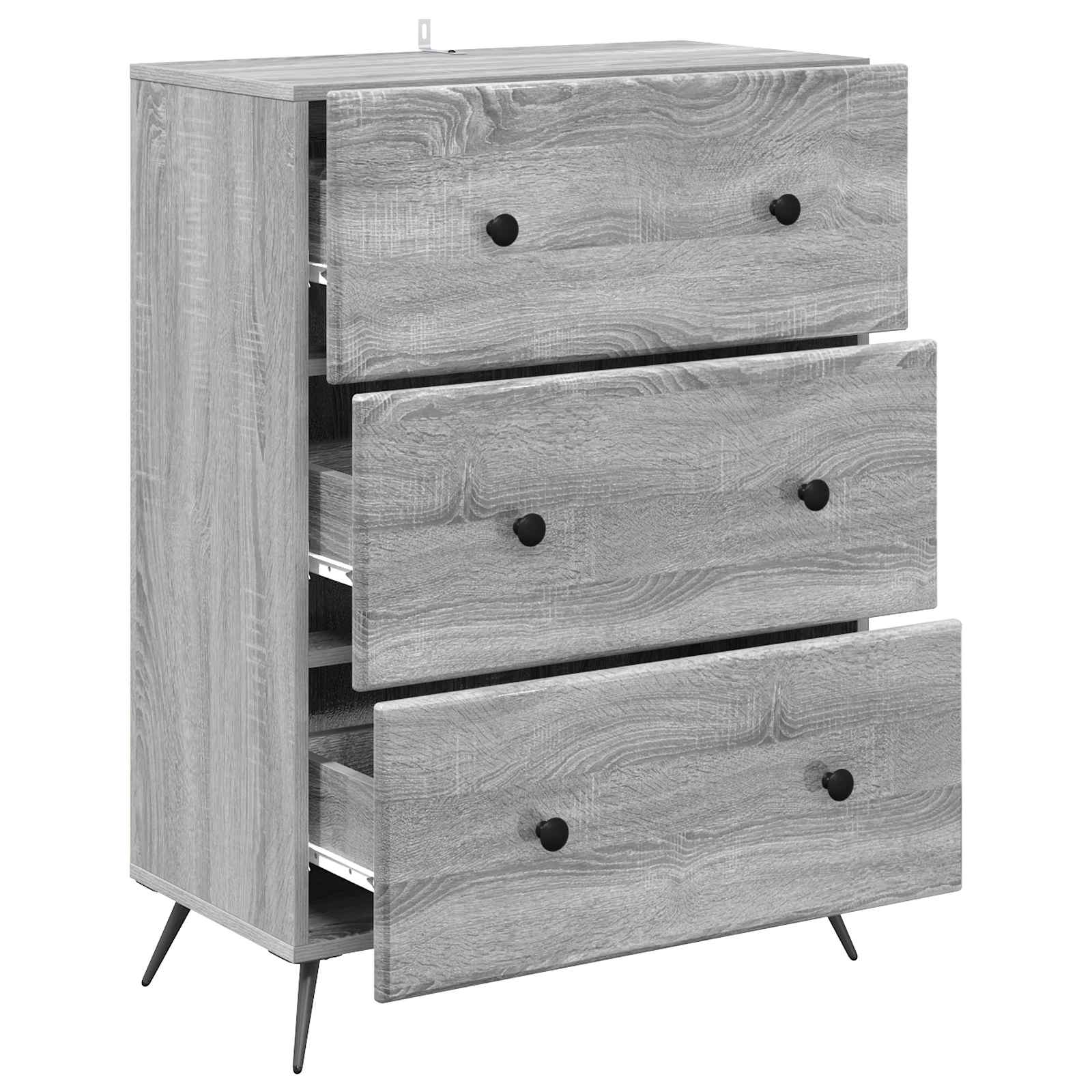 Skuffeskab Grå sonoma-eg 66 x 34,5 x 90 cm Konstrueret træ