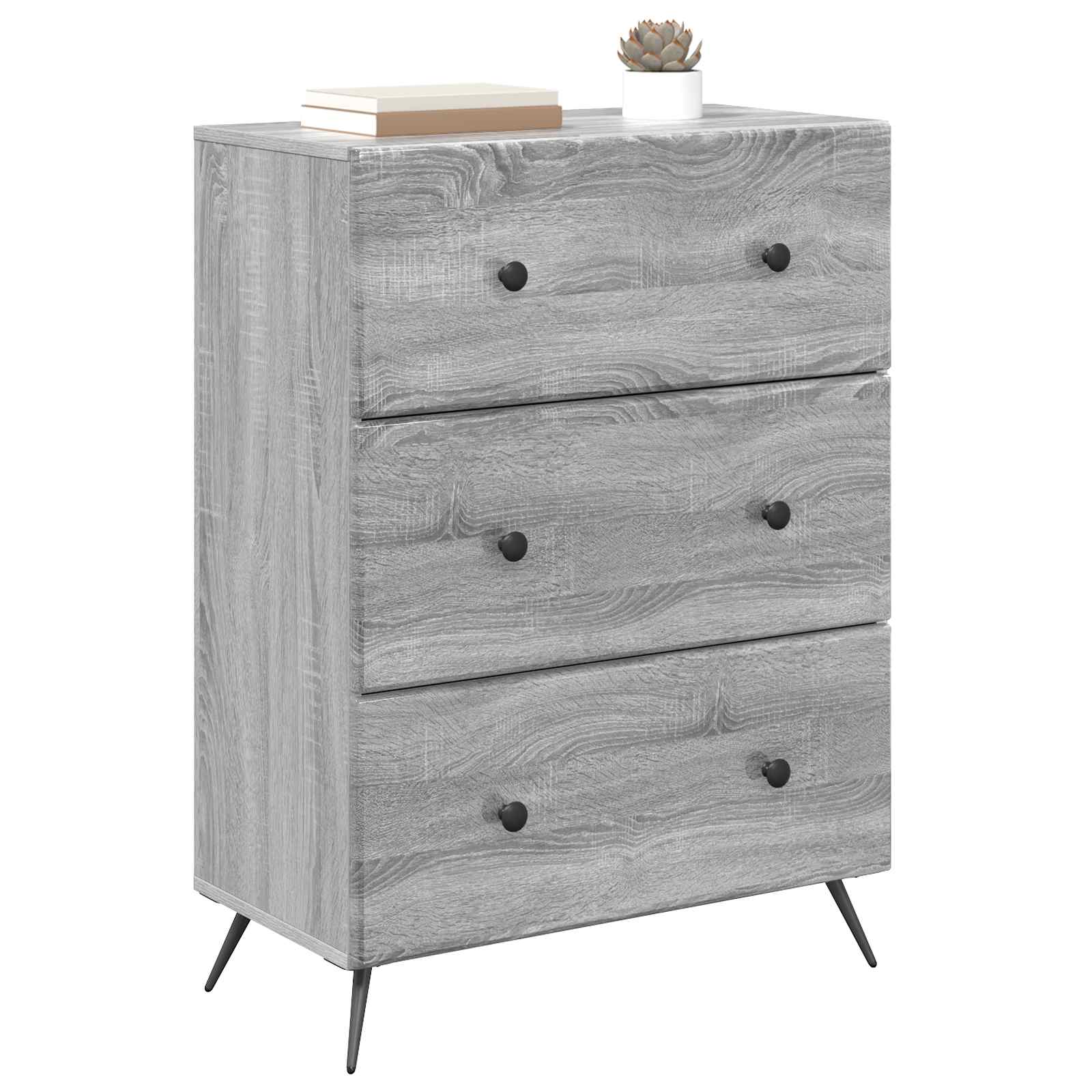 Skuffeskab Grå sonoma-eg 66 x 34,5 x 90 cm Konstrueret træ