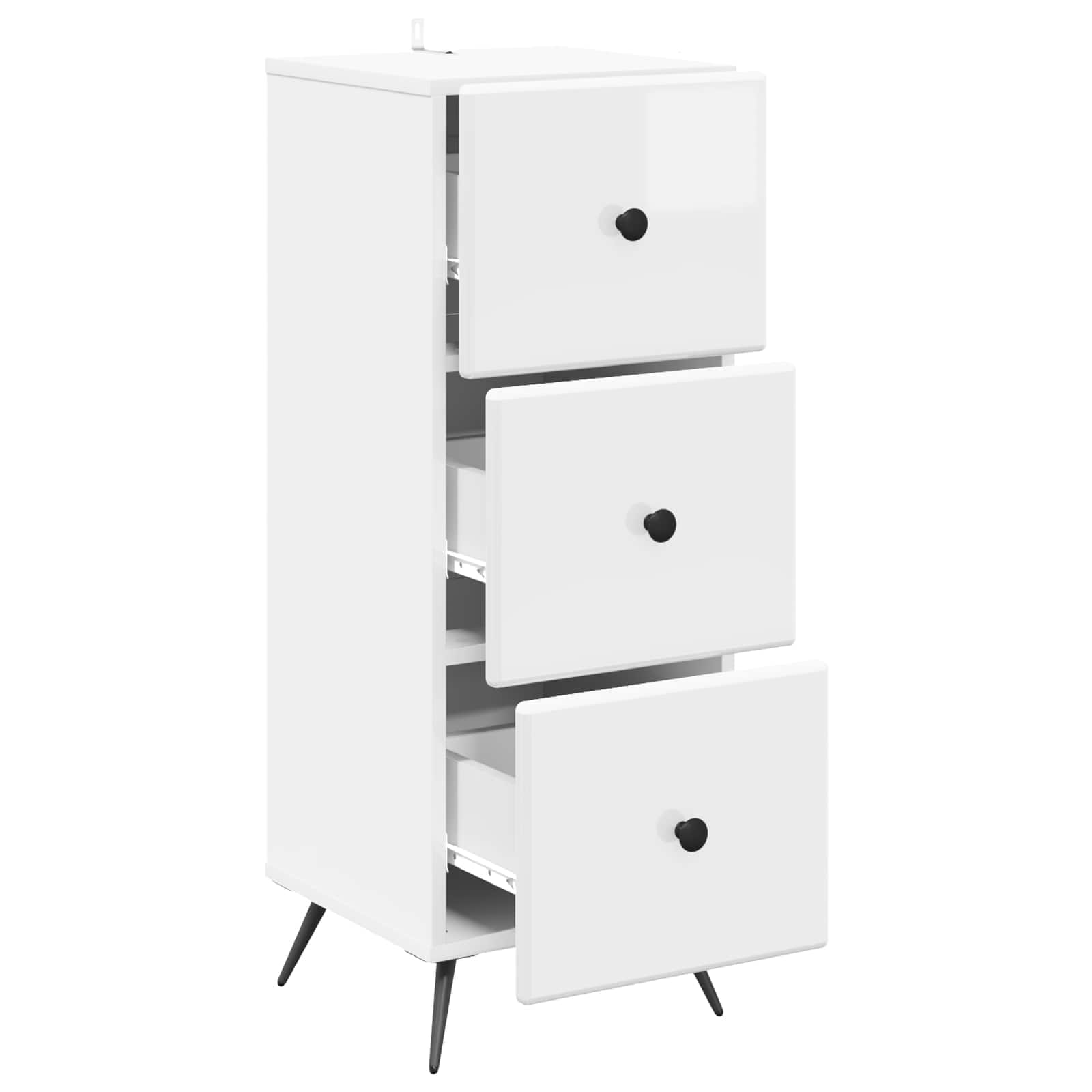 Skuffeskab Hvid højglans 33 x 34,5 x 90 cm Konstrueret træ