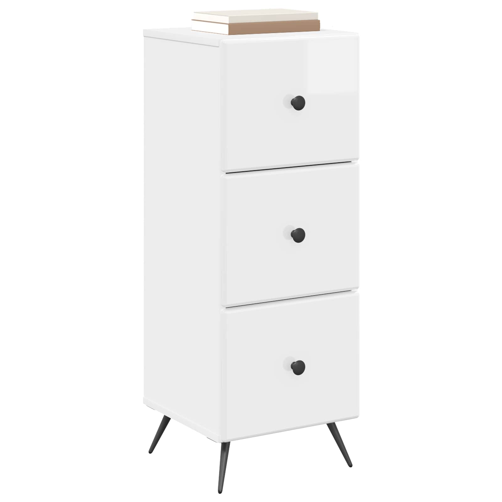Skuffeskab Hvid højglans 33 x 34,5 x 90 cm Konstrueret træ