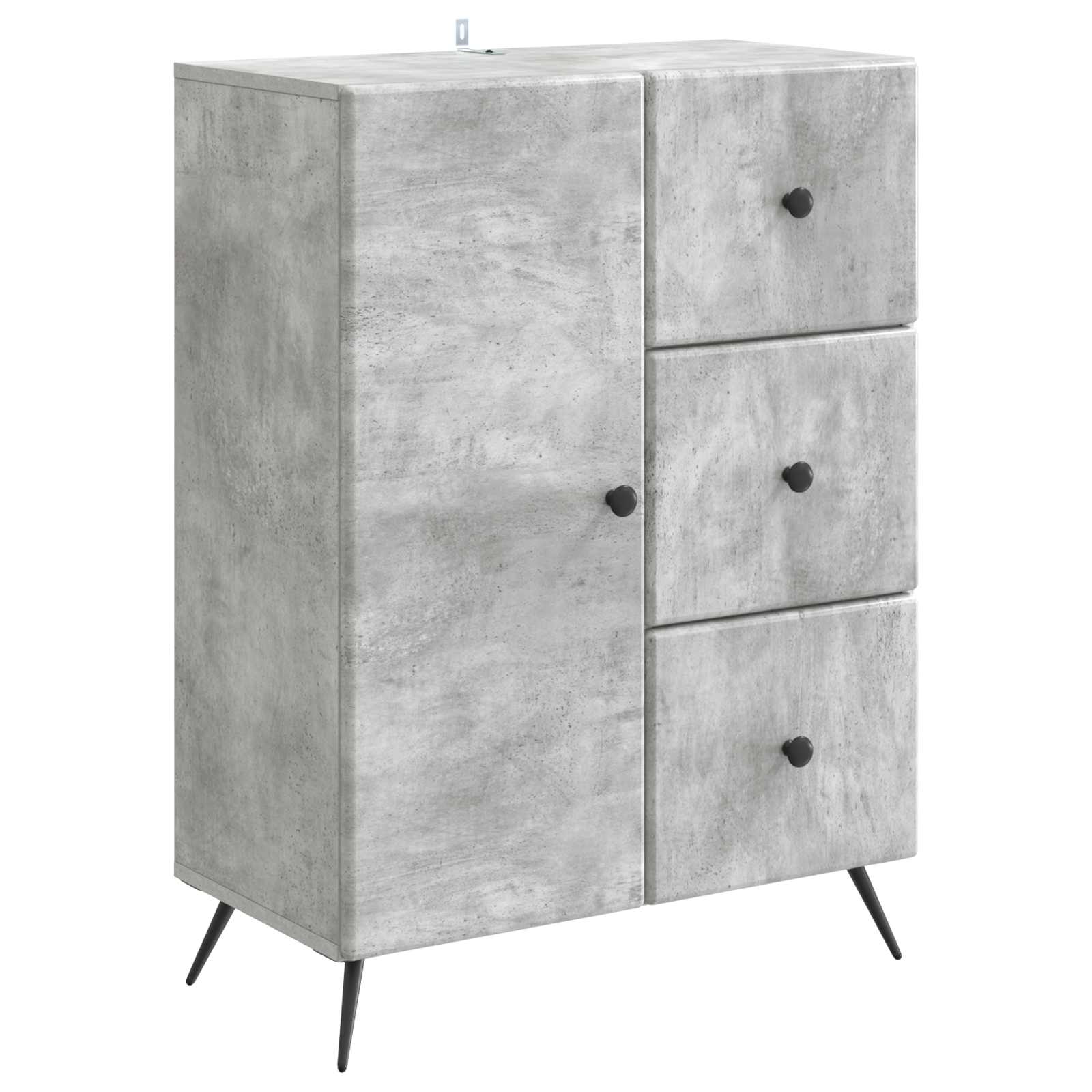 Sideboard med skuffe Betongrå 66 x 34,5 x 90 cm Konstrueret træ