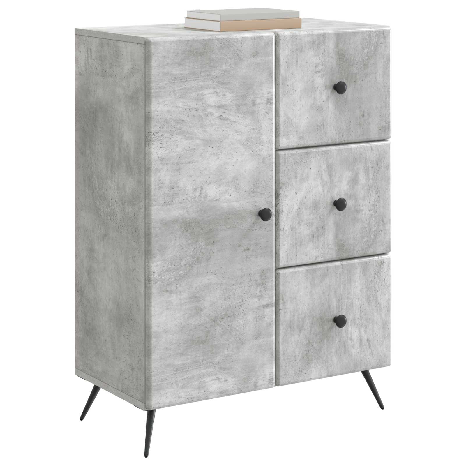 Sideboard med skuffe Betongrå 66 x 34,5 x 90 cm Konstrueret træ