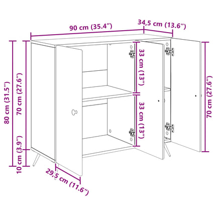 Sideboard Sort 89 x 34,5 x 80 cm Konstrueret træ
