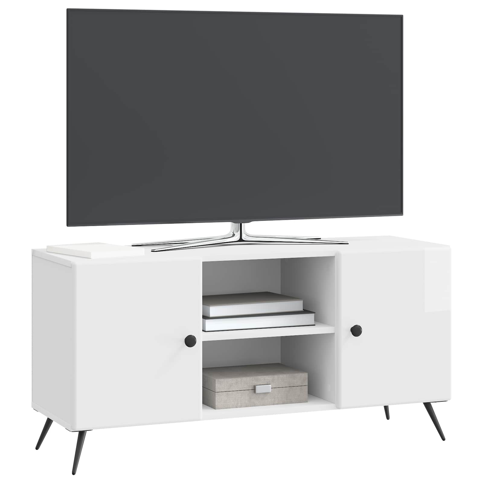 TV-skab Hvid højglans 102 x 34,5 x 50 cm Konstrueret træ