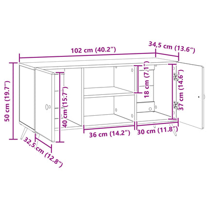 TV-skab 102 x 34,5 x 50 cm Hvid højglans Konstrueret træ