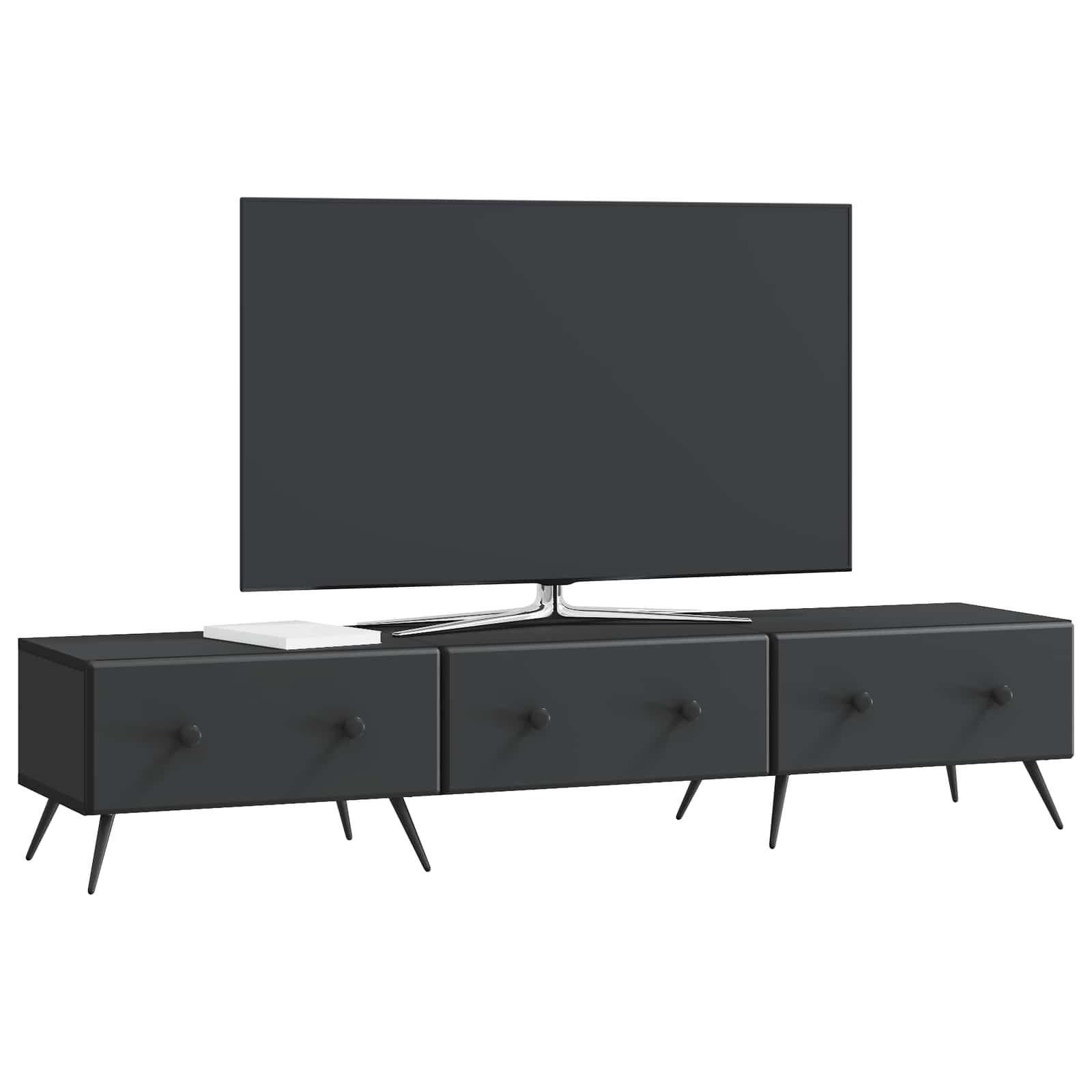 TV-skab med skuffe Sort 147 x 34,5 x 30 cm Konstrueret træ