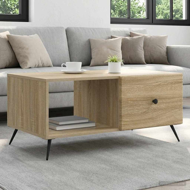 Sofabord Sonoma-eg 90 x 50 x 40 cm Konstrueret træ