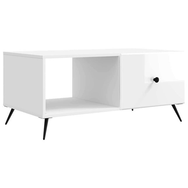 Sofabord Hvid højglans 90 x 50 x 40 cm Konstrueret træ