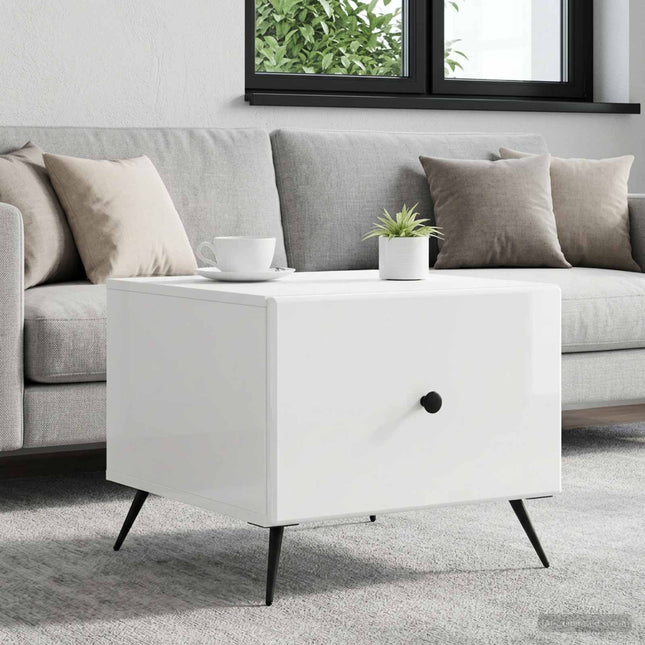 Sofabord Hvid højglans 49 x 50 x 40 cm Konstrueret træ