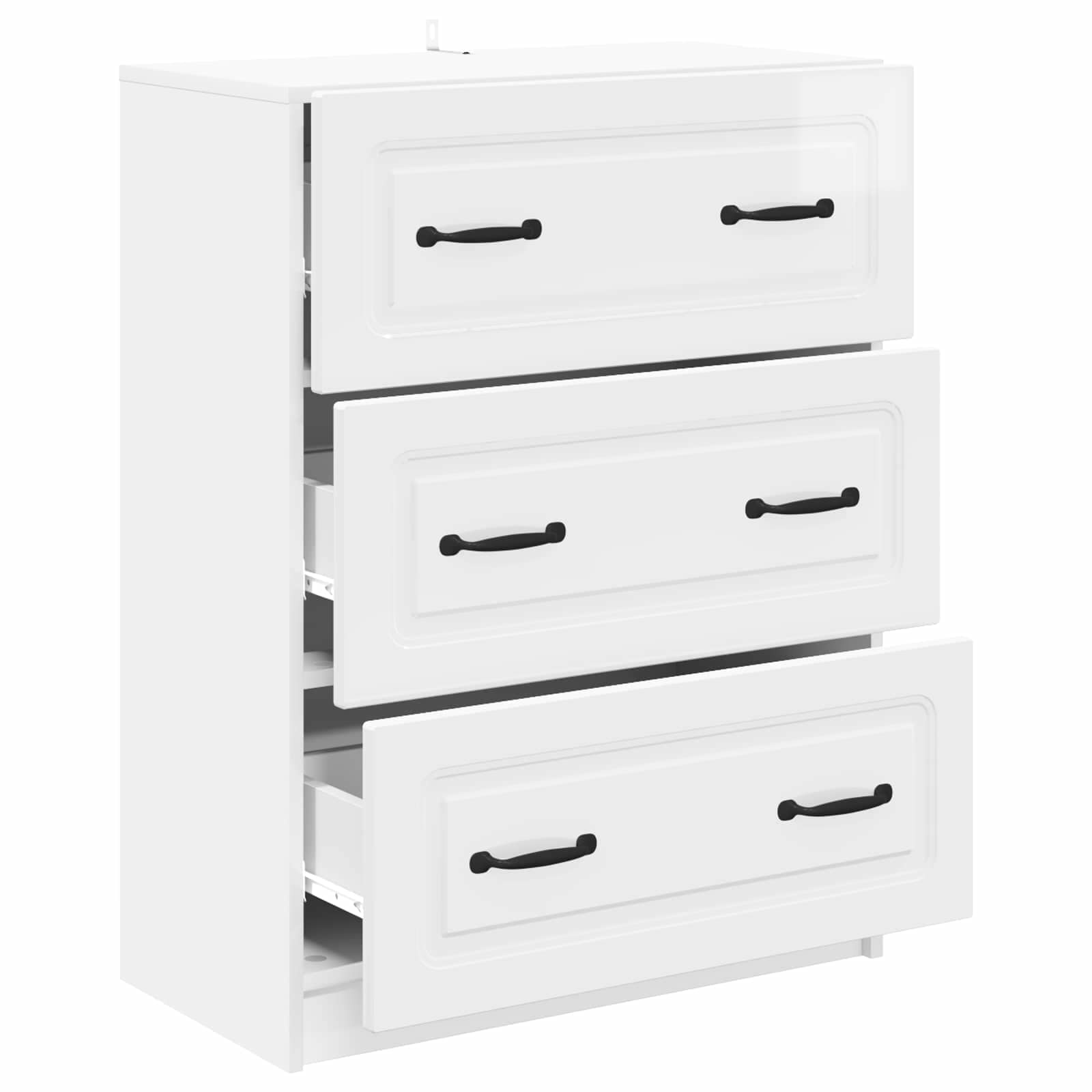 Skuffeskab Hvid højglans 66 x 34,5 x 87 cm Konstrueret træ