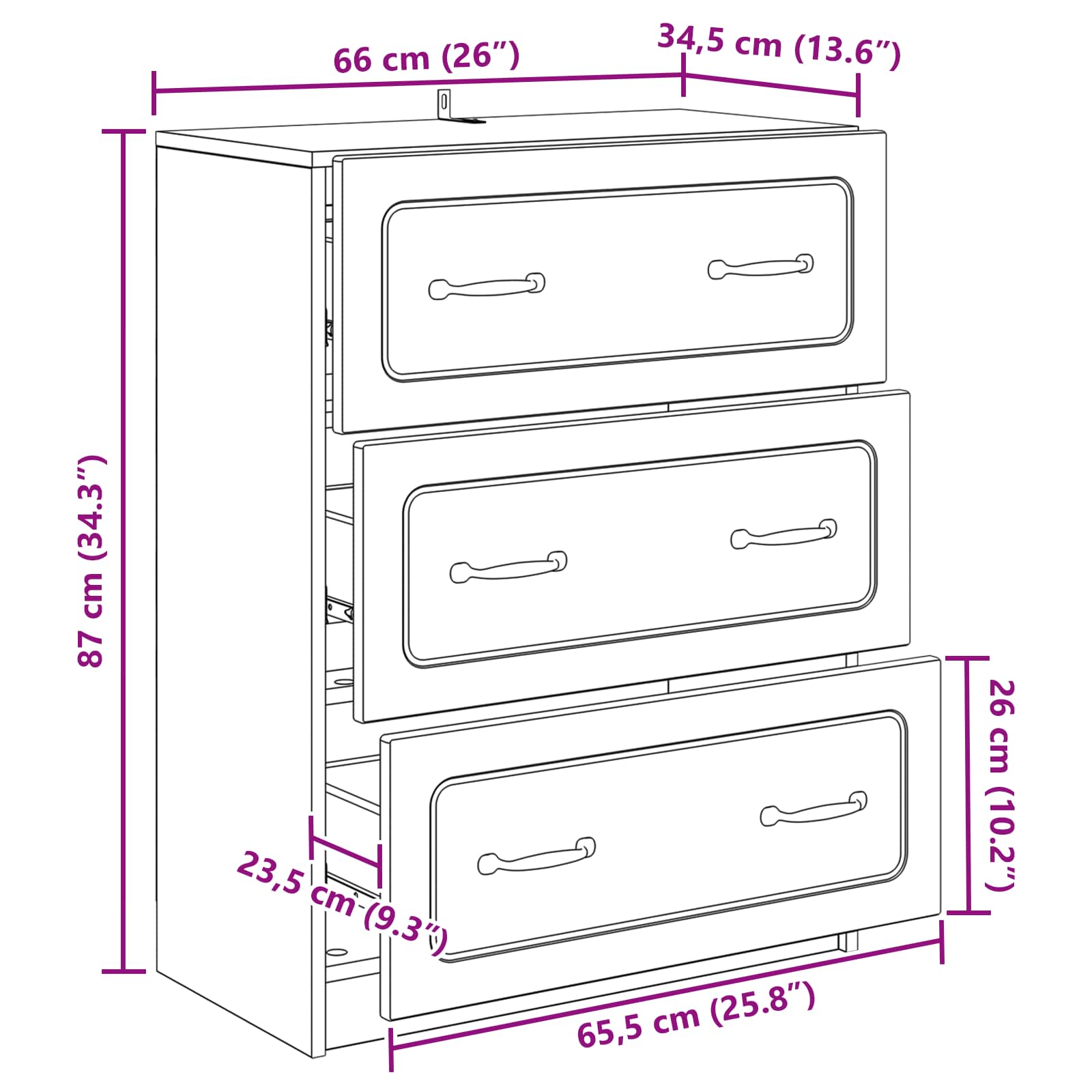 Skuffeskab Artisan-eg 66 x 34,5 x 87 cm Konstrueret træ