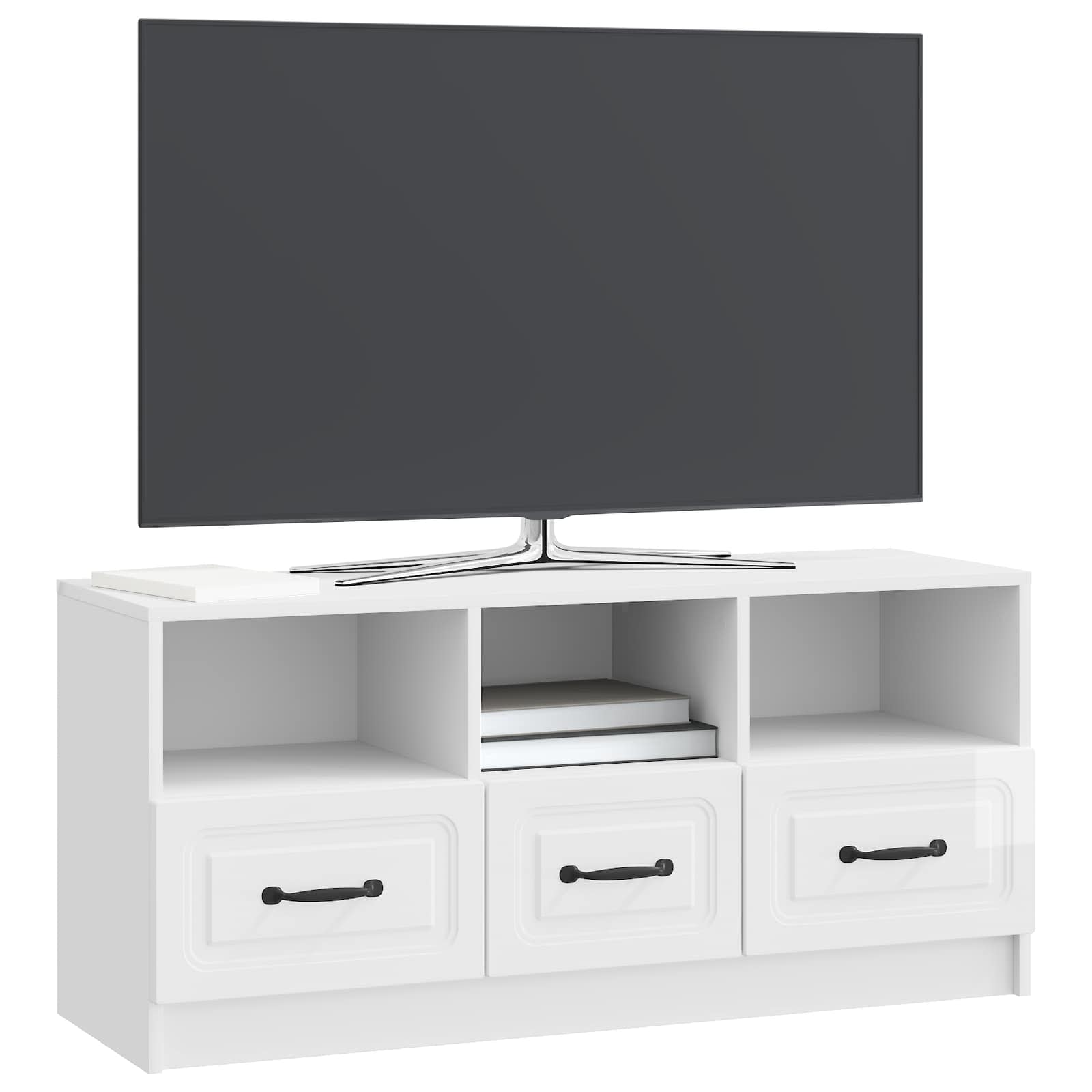 TV-skab Hvid højglans 102 x 34,5 x 47 cm Konstrueret træ