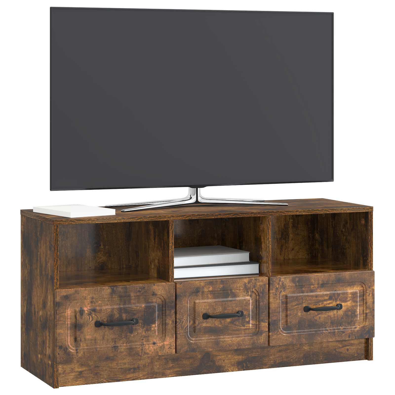 TV-skab med skuffe Røget eg 102 x 34,5 x 47 cm Konstrueret træ