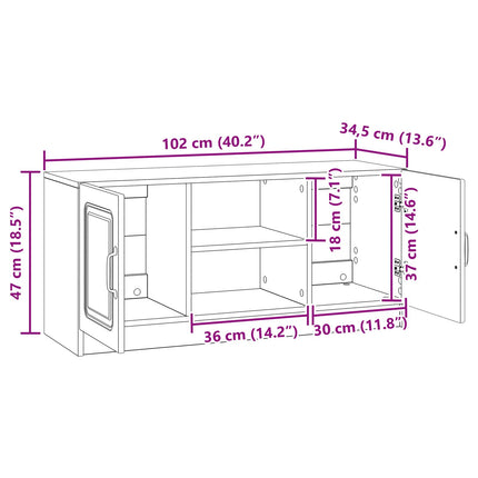TV-skab Sonoma-eg 102 x 34,5 x 47 cm Konstrueret træ