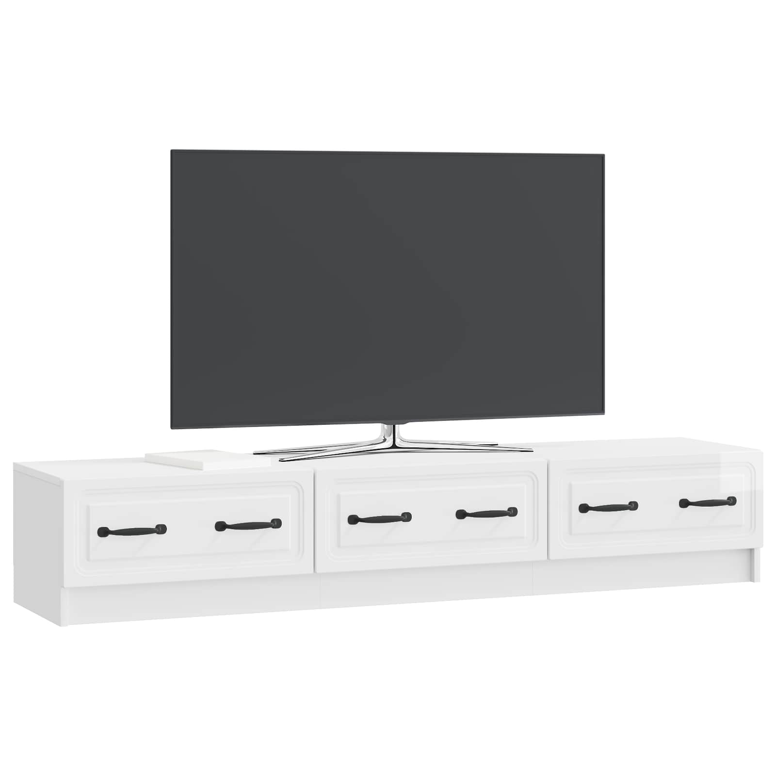 TV-skab Hvid højglans 147 x 34,5 x 27 cm Konstrueret træ