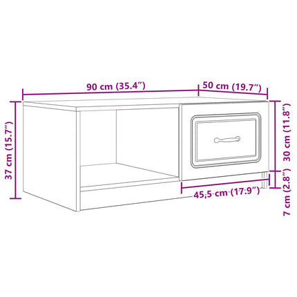 Sofabord Hvid 90 x 50 x 37 cm Konstrueret træ