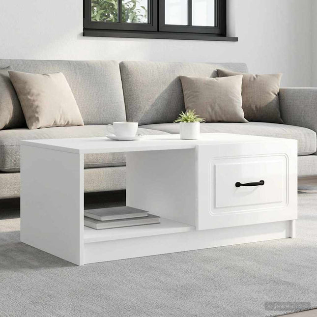 Sofabord Hvid højglans 90 x 50 x 37 cm Konstrueret træ