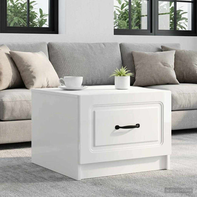 Sofabord Hvid højglans 49 x 50 x 37 cm Konstrueret træ