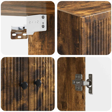 Vægmonteret skab Røget eg 66 x 34,5 x 90 cm Konstrueret træ