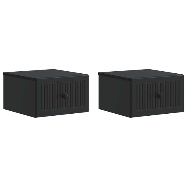 Væghængt Natbord 2 pcs Sort 33 x 34,5 x 20 cm Konstrueret træ