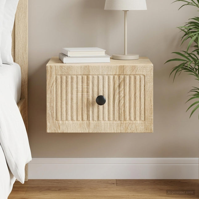 Væghængt Natbord Sonoma-eg 33 x 34,5 x 20 cm Konstrueret træ