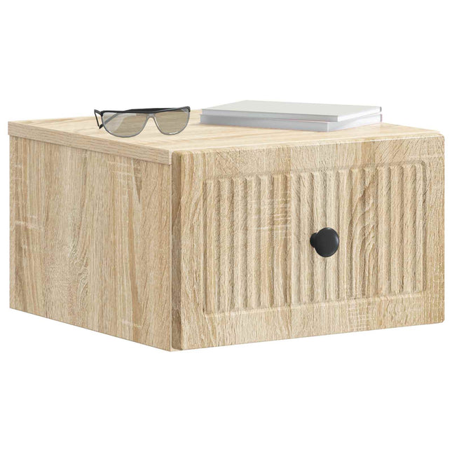 Væghængt Natbord med skuffe 2 pcs Sonoma-eg 33 x 34,5 x 20 cm