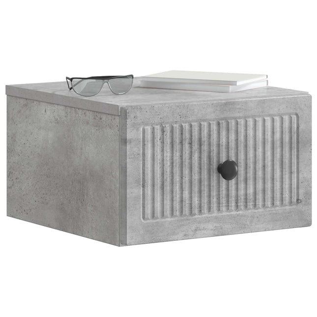 Væghængt Natbord med skuffe 2 pcs Betongrå 33 x 34,5 x 20 cm