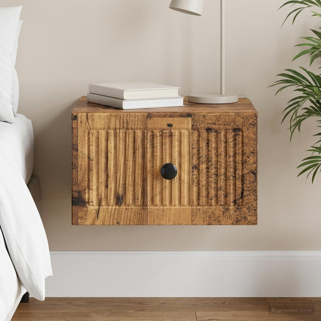 Væghængt Natbord Gammelt træ 33 x 34,5 x 20 cm Konstrueret træ