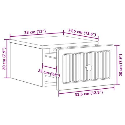 Væghængt Natbord Gammelt træ 33 x 34,5 x 20 cm Konstrueret træ
