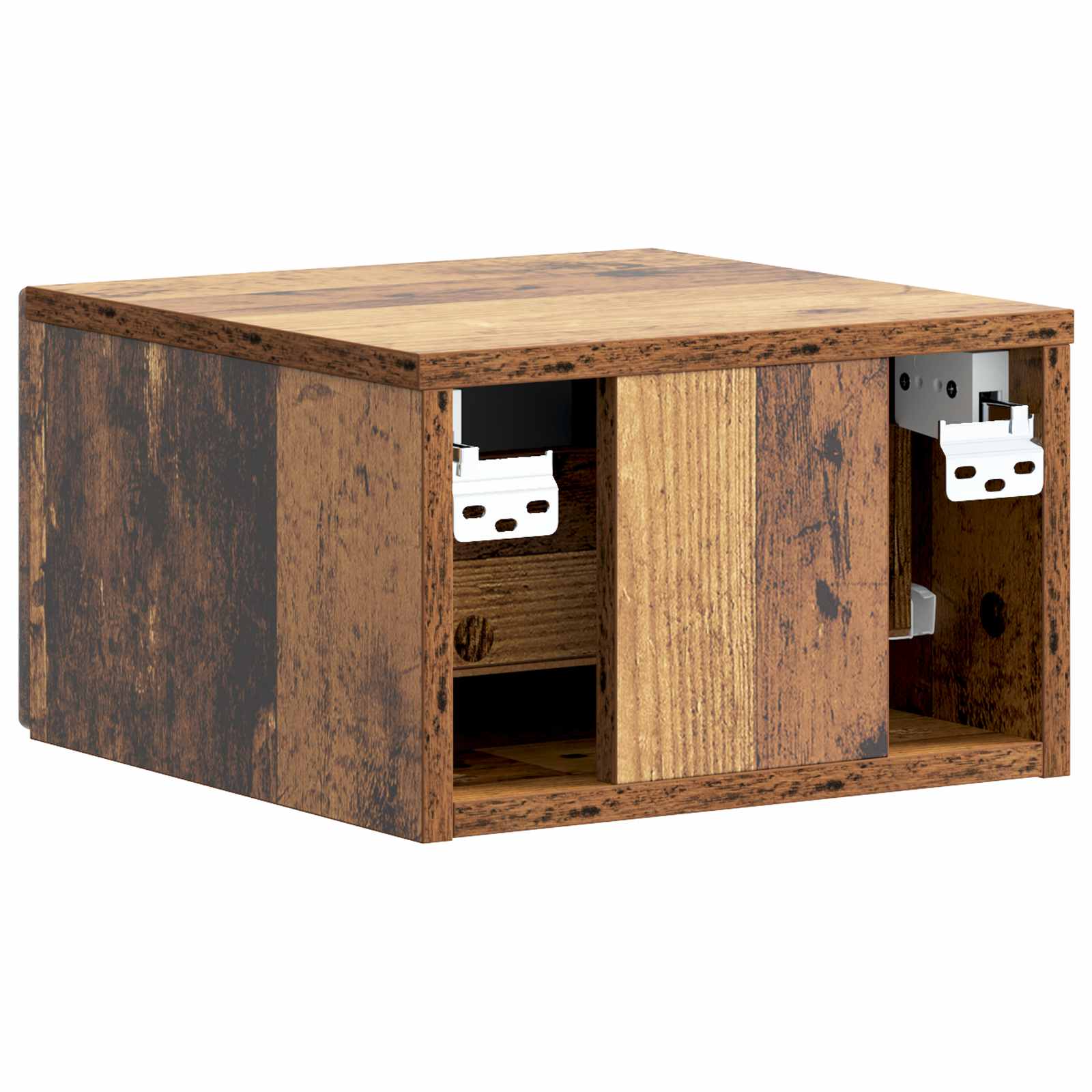 Væghængt Natbord med skuffe 2 pcs Gammelt træ 33 x 34,5 x 20 cm