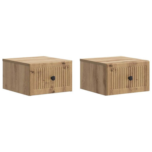 Væghængt Natbord med skuffe 2 pcs Artisan-eg 33 x 34,5 x 20 cm