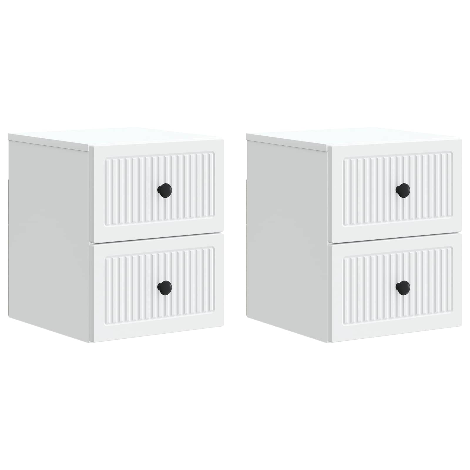 Væghængt Natbord 2 pcs Hvid 33 x 34,5 x 40 cm Konstrueret træ