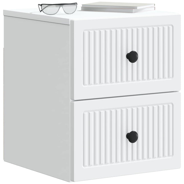 Væghængt Natbord 2 pcs Hvid 33 x 34,5 x 40 cm Konstrueret træ