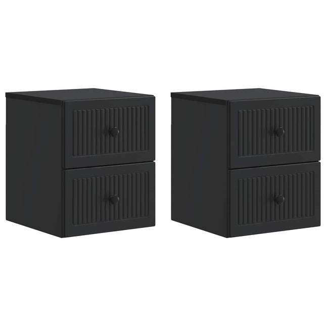 Væghængt Natbord 2 pcs Sort 33 x 34,5 x 40 cm Konstrueret træ