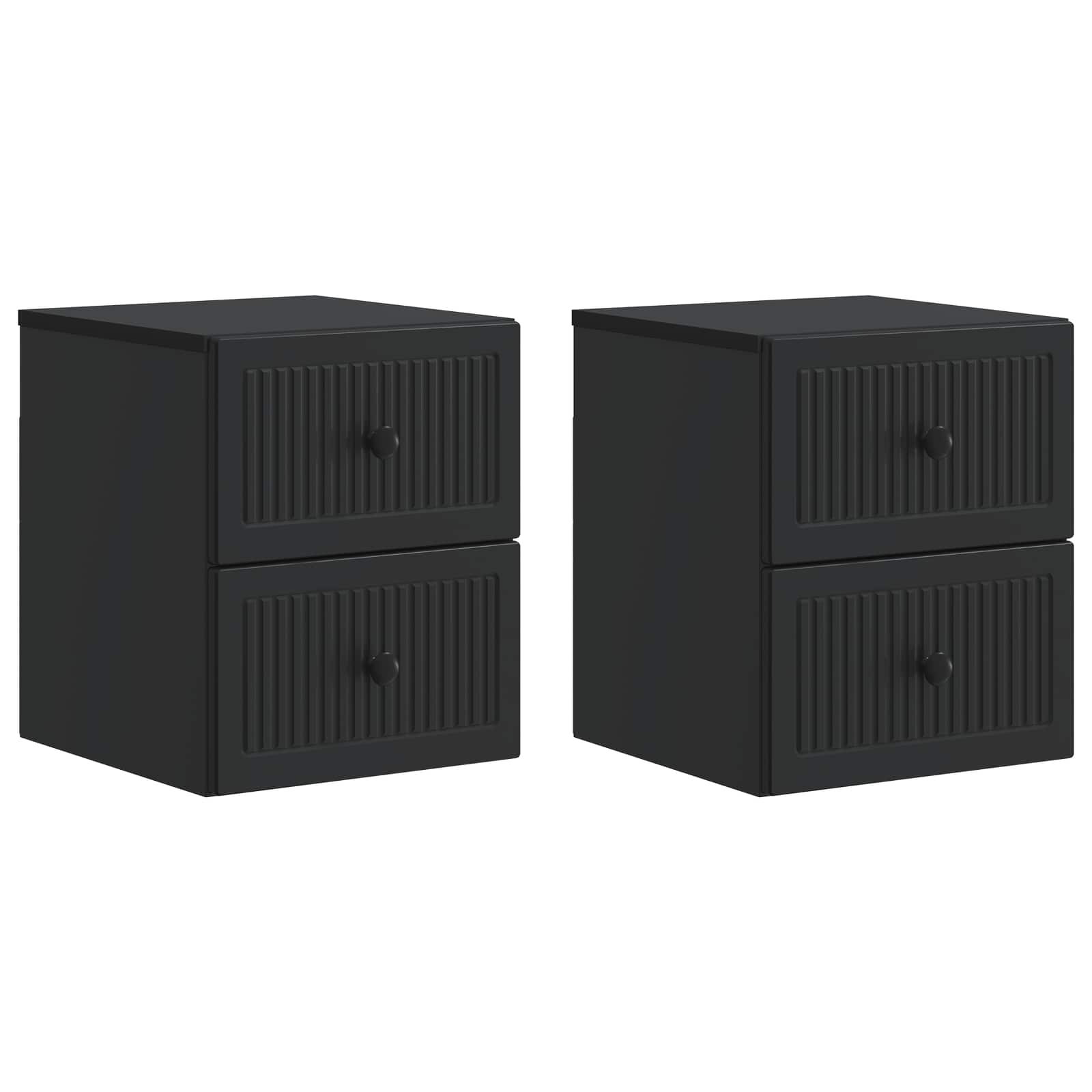 Væghængt Natbord 2 pcs Sort 33 x 34,5 x 40 cm Konstrueret træ