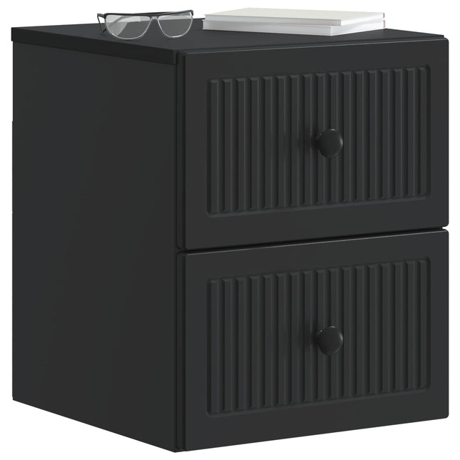 Væghængt Natbord 2 pcs Sort 33 x 34,5 x 40 cm Konstrueret træ